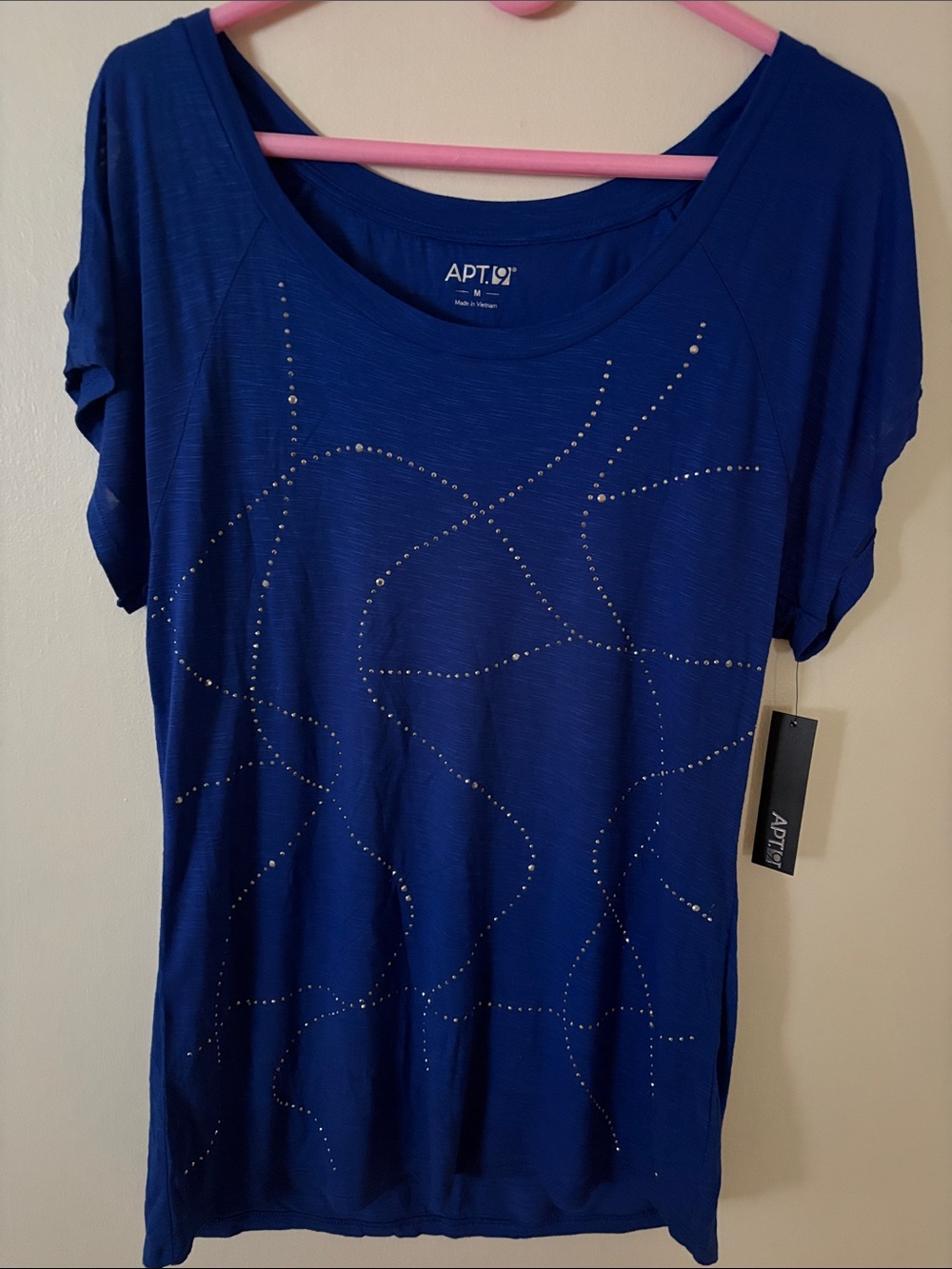 Apt. 9 Sapphire Blue Short Sleeve Studded Tee